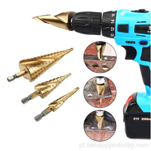 3pcs hss spiral grooved titanium step drill bit